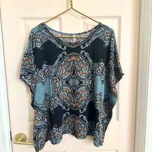 Blue and Green Dolman Sleeve Harmony Relaxed Blouse